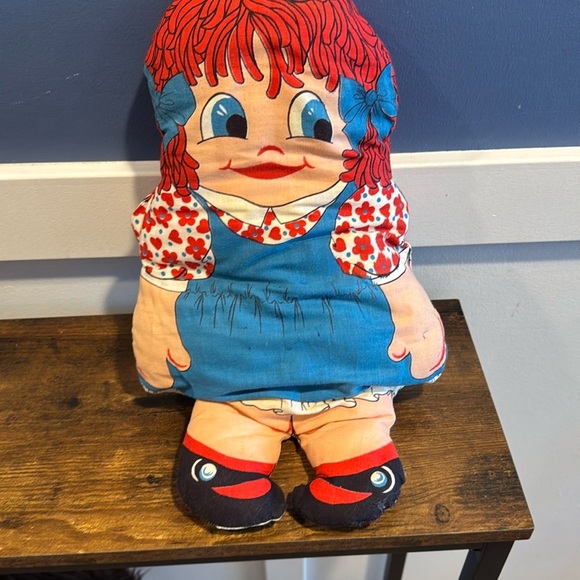 Vintage 1960's Raggedy Ann Suzy Doll Cut Stuff & Sew Fabric Panel Cotton Pillow - Picture 1 of 6